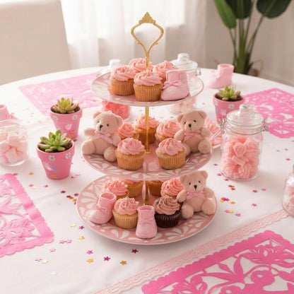 Cielito Lindo 3 Tier Dessert Stand 10", 9", 7", Pink
