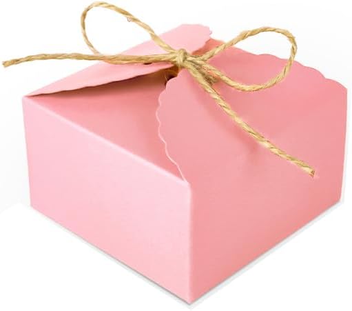 20pcs 9×9×5cm/3.5×3.5×1.9 inch Gift Box Candy Snack Wedding Favor Gift Box Thank You Gift Party Favor Gable Cookie for all Occasion(Pink)