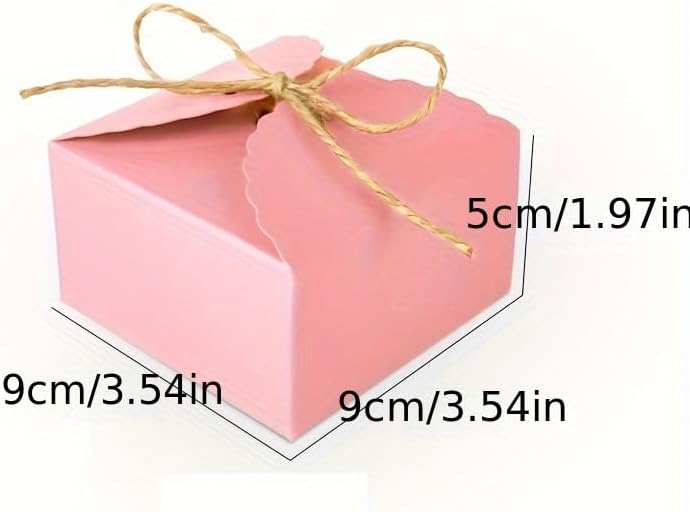 20pcs 9×9×5cm/3.5×3.5×1.9 inch Gift Box Candy Snack Wedding Favor Gift Box Thank You Gift Party Favor Gable Cookie for all Occasion(Pink)