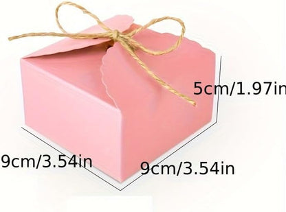 20pcs 9×9×5cm/3.5×3.5×1.9 inch Gift Box Candy Snack Wedding Favor Gift Box Thank You Gift Party Favor Gable Cookie for all Occasion(Pink)