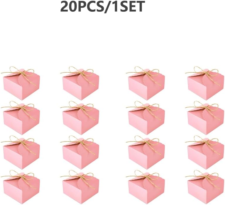 20pcs 9×9×5cm/3.5×3.5×1.9 inch Gift Box Candy Snack Wedding Favor Gift Box Thank You Gift Party Favor Gable Cookie for all Occasion(Pink)