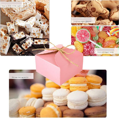 20pcs 9×9×5cm/3.5×3.5×1.9 inch Gift Box Candy Snack Wedding Favor Gift Box Thank You Gift Party Favor Gable Cookie for all Occasion(Pink)