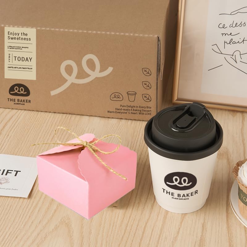 20pcs 9×9×5cm/3.5×3.5×1.9 inch Gift Box Candy Snack Wedding Favor Gift Box Thank You Gift Party Favor Gable Cookie for all Occasion(Pink)