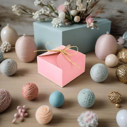 20pcs 9×9×5cm/3.5×3.5×1.9 inch Gift Box Candy Snack Wedding Favor Gift Box Thank You Gift Party Favor Gable Cookie for all Occasion(Pink)