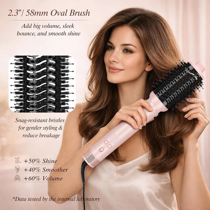 Dual Voltage Travel Hair Dryer Brush, 5-in-1 Air Styler Set with Travel Bag