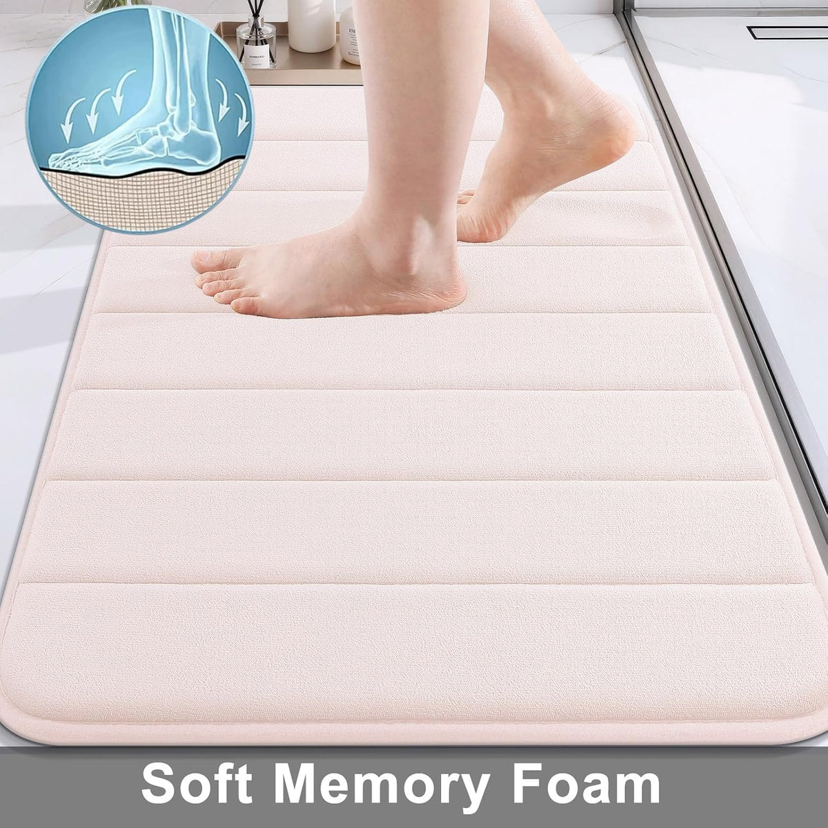 Memory Foam Bath Mat 47 x 17, Ultra Soft Absorbent Bathroom Rugs