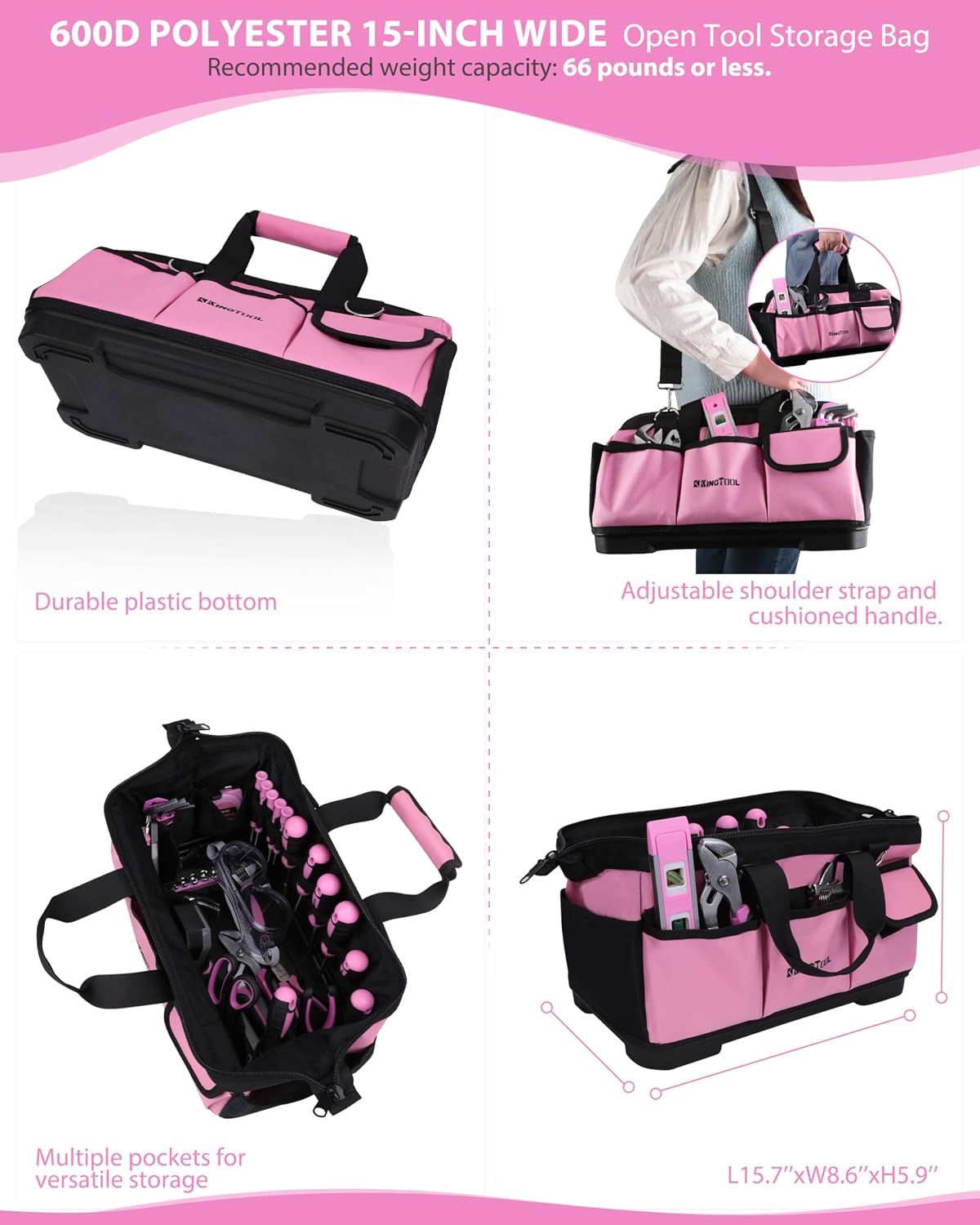 267-Piece Tool Kit Set - Pink Tool Set with 21V Cordless Pink Power Drill Driver, Tool kit for Women with Pink Tool Storage Bag, Womens Tool Kit for House, Perfect for Home DIY Projects