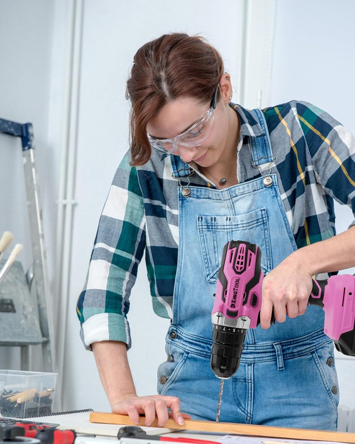 267-Piece Tool Kit Set - Pink Tool Set with 21V Cordless Pink Power Drill Driver, Tool kit for Women with Pink Tool Storage Bag, Womens Tool Kit for House, Perfect for Home DIY Projects