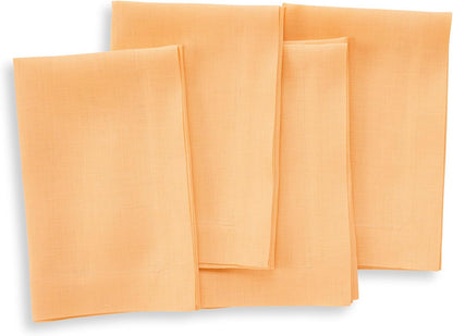 Solino Home Linen Napkins Set of 4-100% Pure Linen Peach Dinner Napkins Cloth 20 x 20 Inch for Spring, Summer - Fete, Handcrafted and Machine Washable