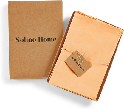 Solino Home Linen Napkins Set of 4-100% Pure Linen Peach Dinner Napkins Cloth 20 x 20 Inch for Spring, Summer - Fete, Handcrafted and Machine Washable