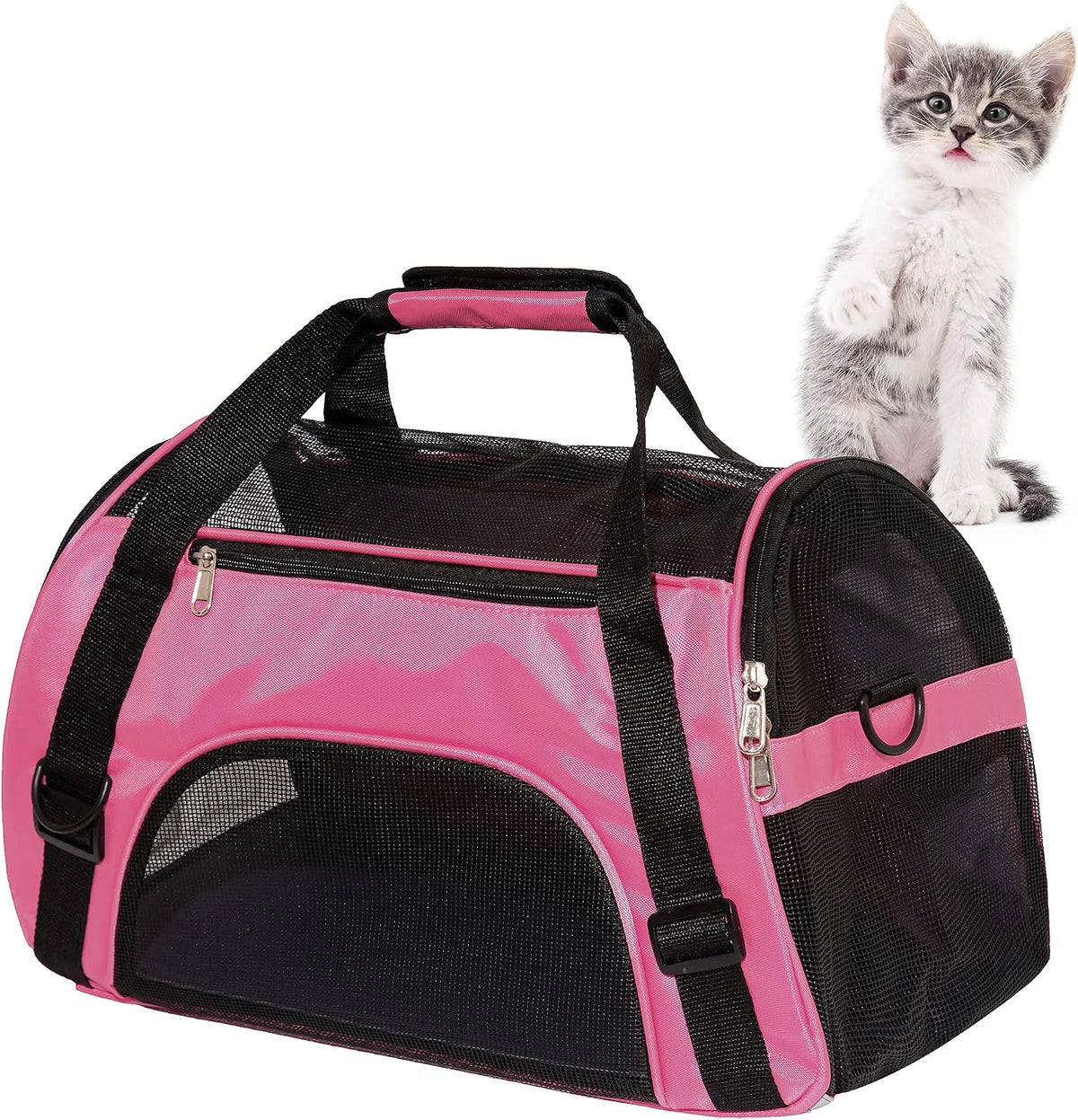 Cat Carrier for Cats Soft-Sided Travel Pat Carrier for Cat with Wooden Padding Board Airline Approved Lightweight Comfortable Cat Bag for Puppy Small Pets (Small, Pink)