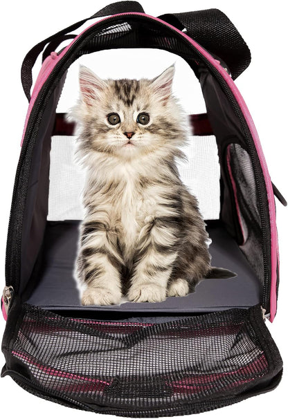 Cat Carrier for Cats Soft-Sided Travel Pat Carrier for Cat with Wooden Padding Board Airline Approved Lightweight Comfortable Cat Bag for Puppy Small Pets (Small, Pink)