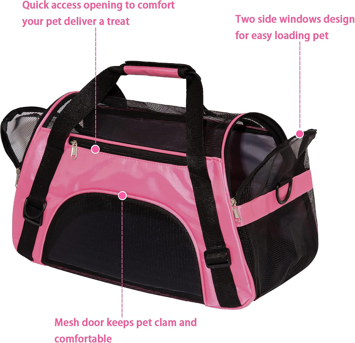 Cat Carrier for Cats Soft-Sided Travel Pat Carrier for Cat with Wooden Padding Board Airline Approved Lightweight Comfortable Cat Bag for Puppy Small Pets (Small, Pink)
