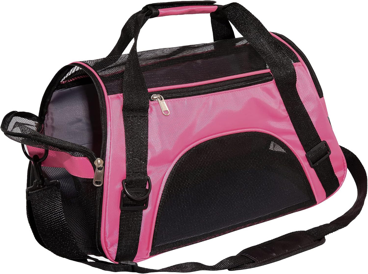 Cat Carrier for Cats Soft-Sided Travel Pat Carrier for Cat with Wooden Padding Board Airline Approved Lightweight Comfortable Cat Bag for Puppy Small Pets (Small, Pink)