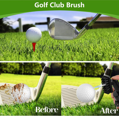 7Pcs Golf Accessories Kit, Include Golf Club Cleaner Towel Ball Bag Divot Tool Score Counter Range Chart Card Tee Elevator