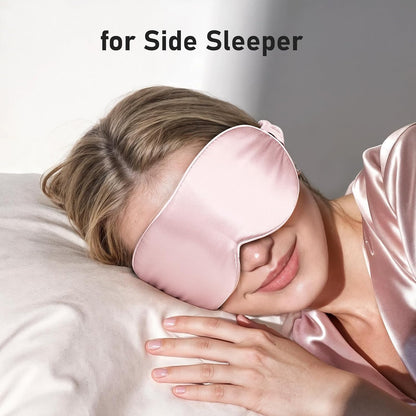 100% 22 Momme Mulberry Silk Sleep Mask - 3D Contoured Eye Mask for Men Women, Soft Breathable Eye Cover with Adjustable Strap, Perfect Blocks Light for Sleeping (Pale Pink)