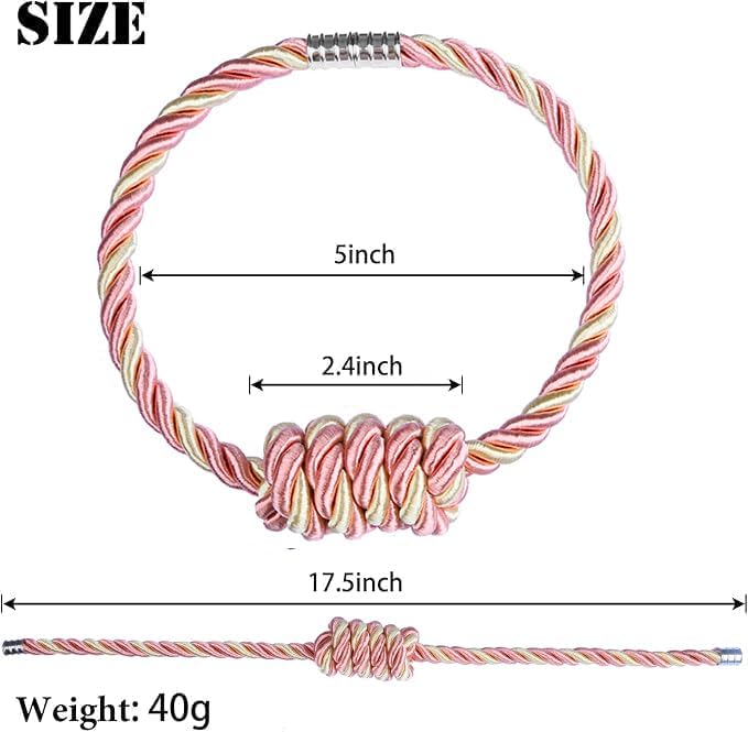 Magnetic Curtain Tiebacks-Handmade Woven Tie-Backs,Mix Pink,4P