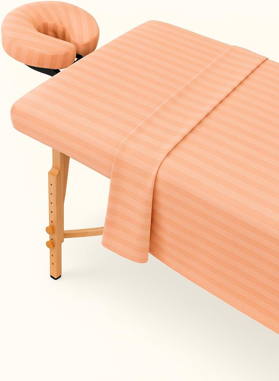 Ultra Soft Egyptian Cotton Massage Table Sheets Set 3 Piece Set - Contains Massage Table Cover, Massage Fitted Sheet, and Massage Face Rest Cover (Stripe, Peach)
