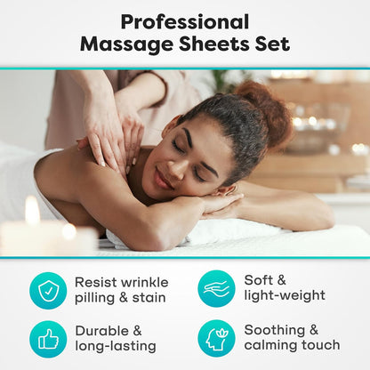 Ultra Soft Egyptian Cotton Massage Table Sheets Set 3 Piece Set - Contains Massage Table Cover, Massage Fitted Sheet, and Massage Face Rest Cover (Stripe, Peach)
