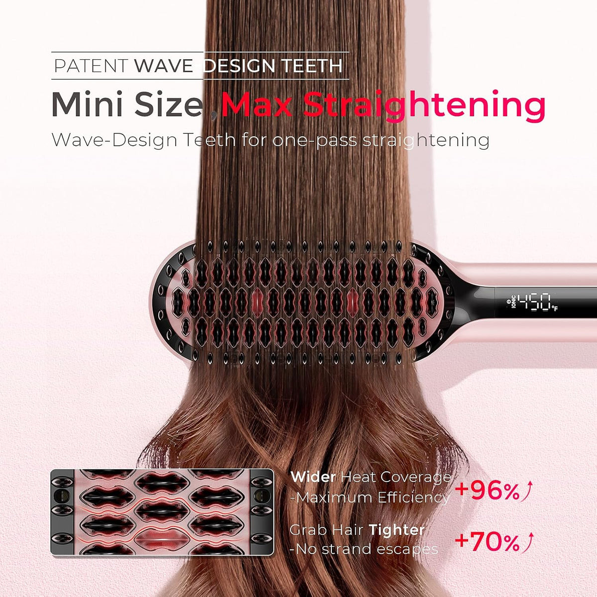 TYMO Hair Straightener Brush Upgraded Ionic Compact Straightening Brush