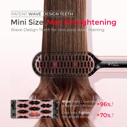 TYMO Hair Straightener Brush Upgraded Ionic Compact Straightening Brush