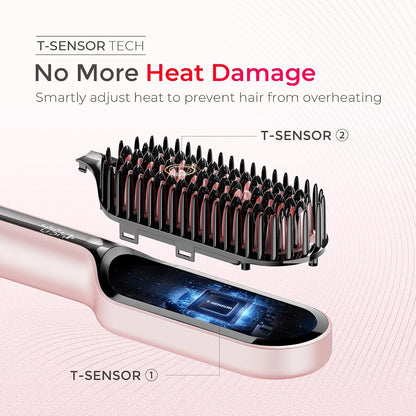 TYMO Hair Straightener Brush Upgraded Ionic Compact Straightening Brush
