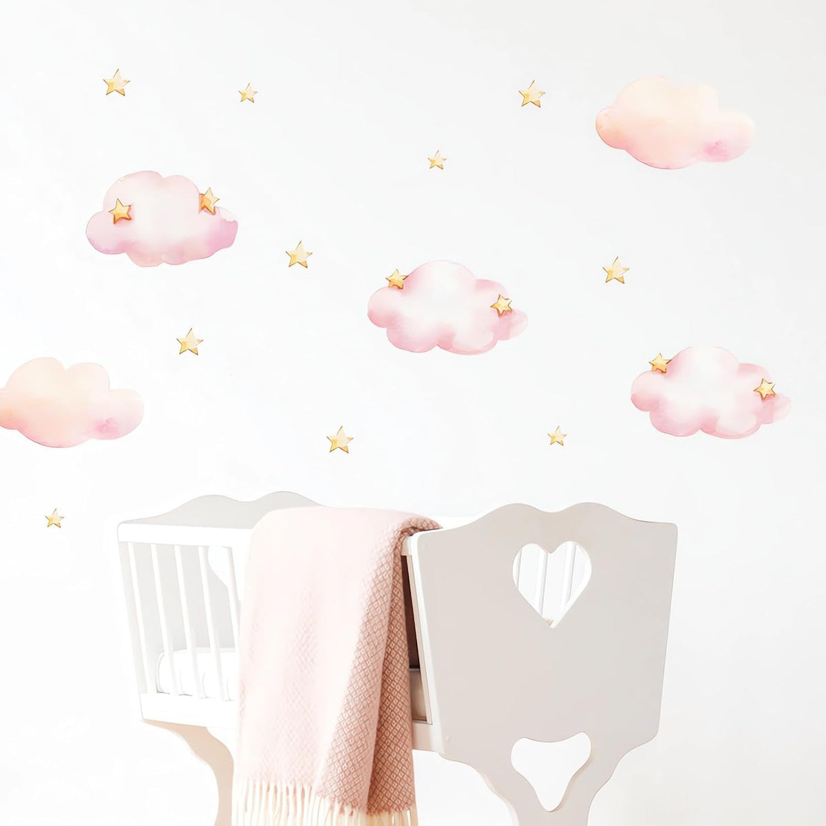 Pink Clouds and Stars Wall Stickers Cartoon DIY Art Wall Decals