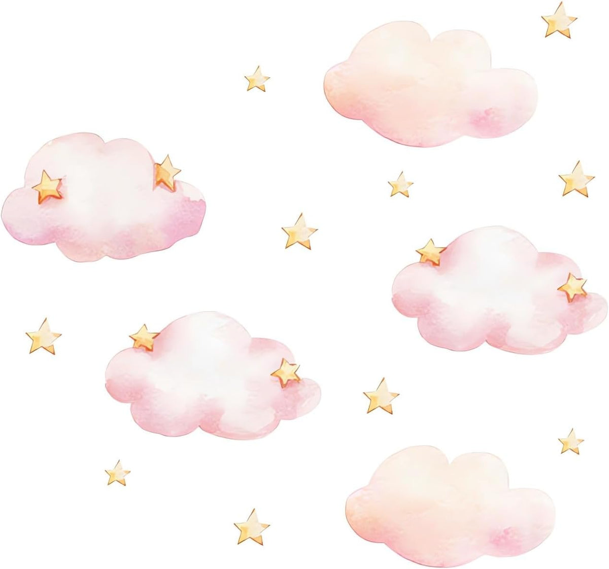 Pink Clouds and Stars Wall Stickers Cartoon DIY Art Wall Decals