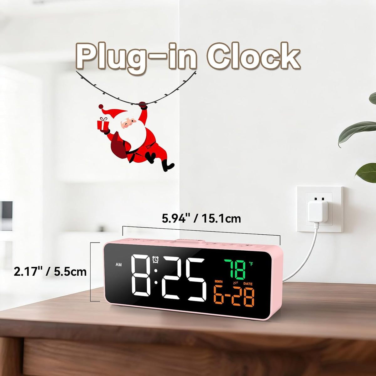 3-in-1 Digital Clocks for Living Room, Small & Compact Alarm Clock