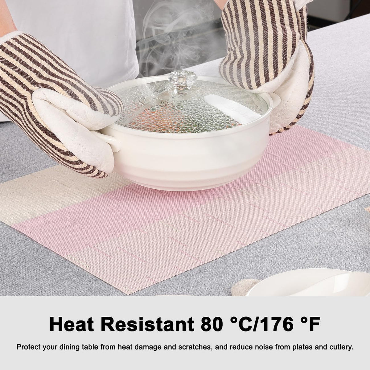 Placemats Set of 4, Vinyl Woven Heat-Resistant Place Mats