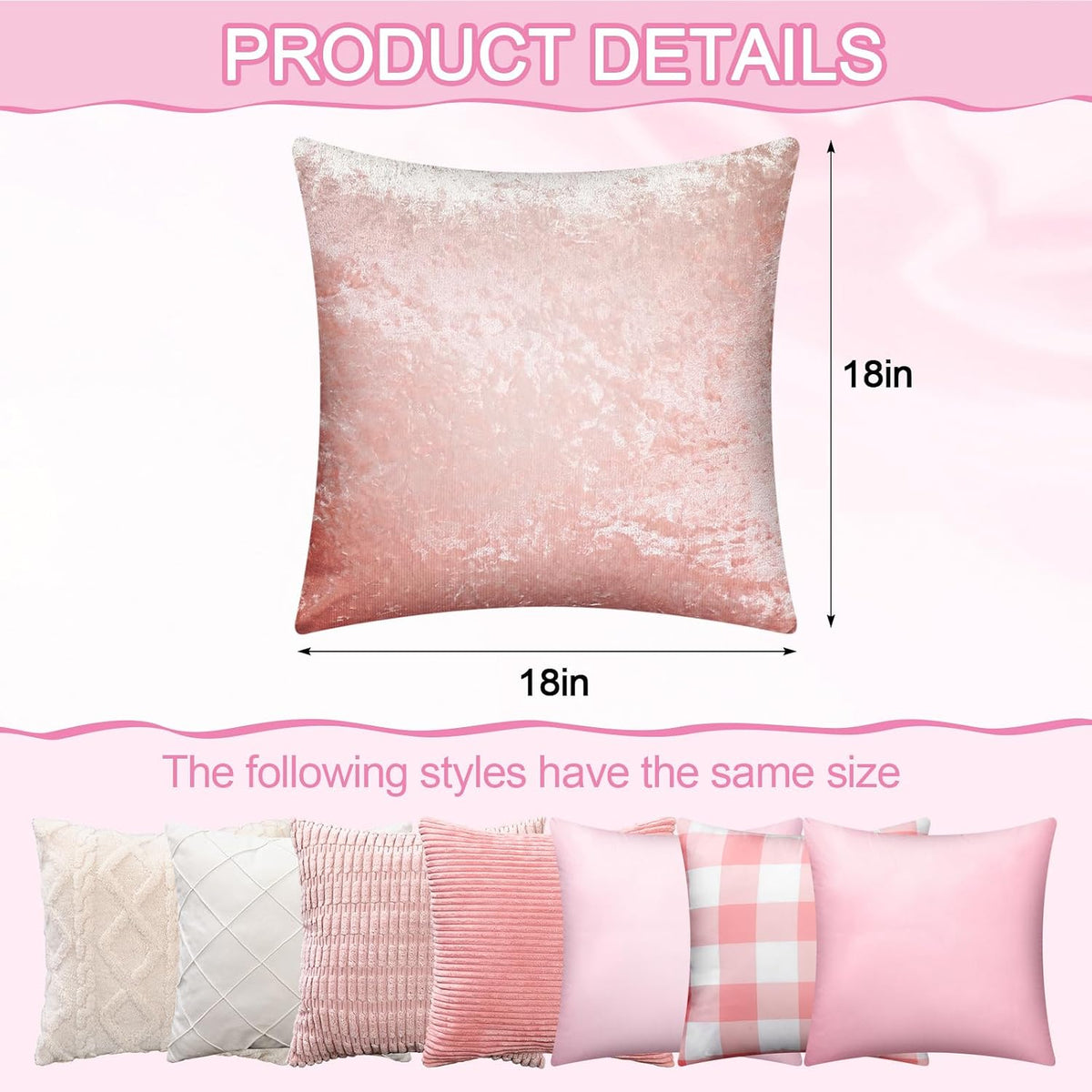 8 Pcs Pink White Faux Fur Throw Pillow Covers 18x18 Pastel Picnic