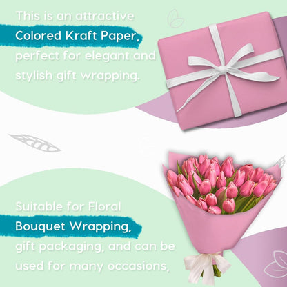 36" x 2,400" (200') Light Pink Kraft Paper Roll for Craft Bulletin Board Paper Art Table Covering Crafting Gift Wrapping Bouquet Packing Parcel 80GSM 55LB (Light Pink, 36" x 200')
