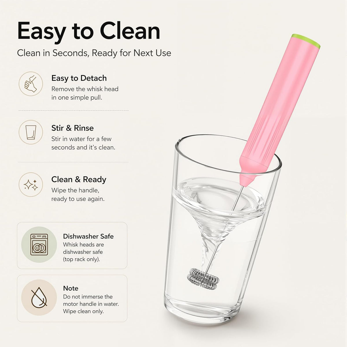 Milk Frother Handheld with 3 Stainless Steel Whisks, Rechargeable Electric Drink Mixer with Stand & Travel Case, Milk Foamer for Coffee, Latte, Cappuccino, Hot Chocolate, Egg,Jam Supplement-Pink