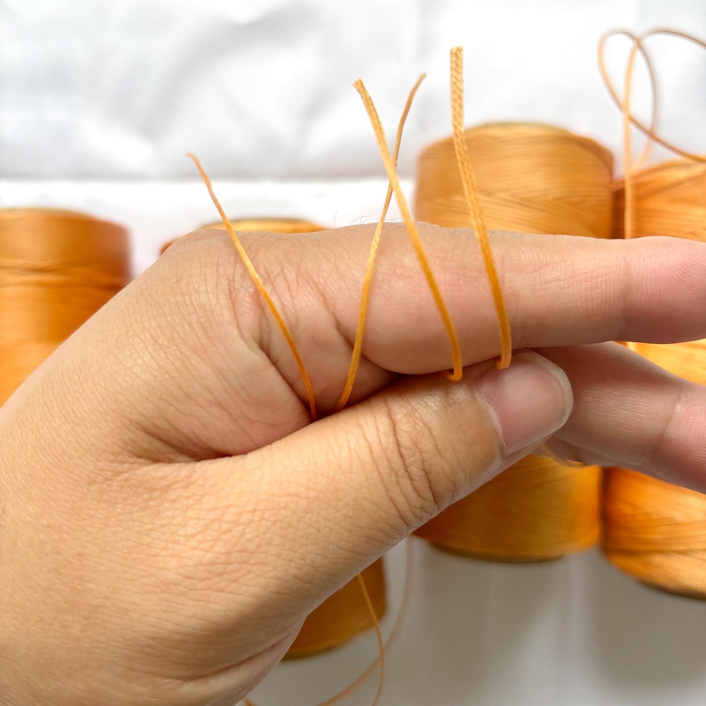 Flat Waxed Thread for Leather Sewing String Polyester Cord Stitching Bookbinding DIY Weave Craft (1.0mm 210D, Peach Pink)