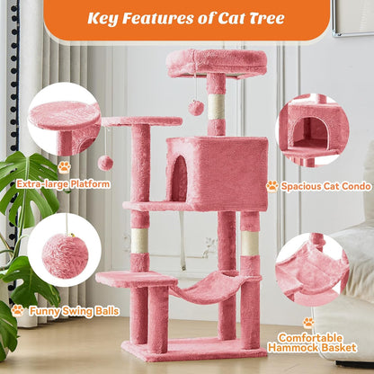 DUMOS 44 Inch Cat Tree Tower with Natural Sisal Scratching Posts