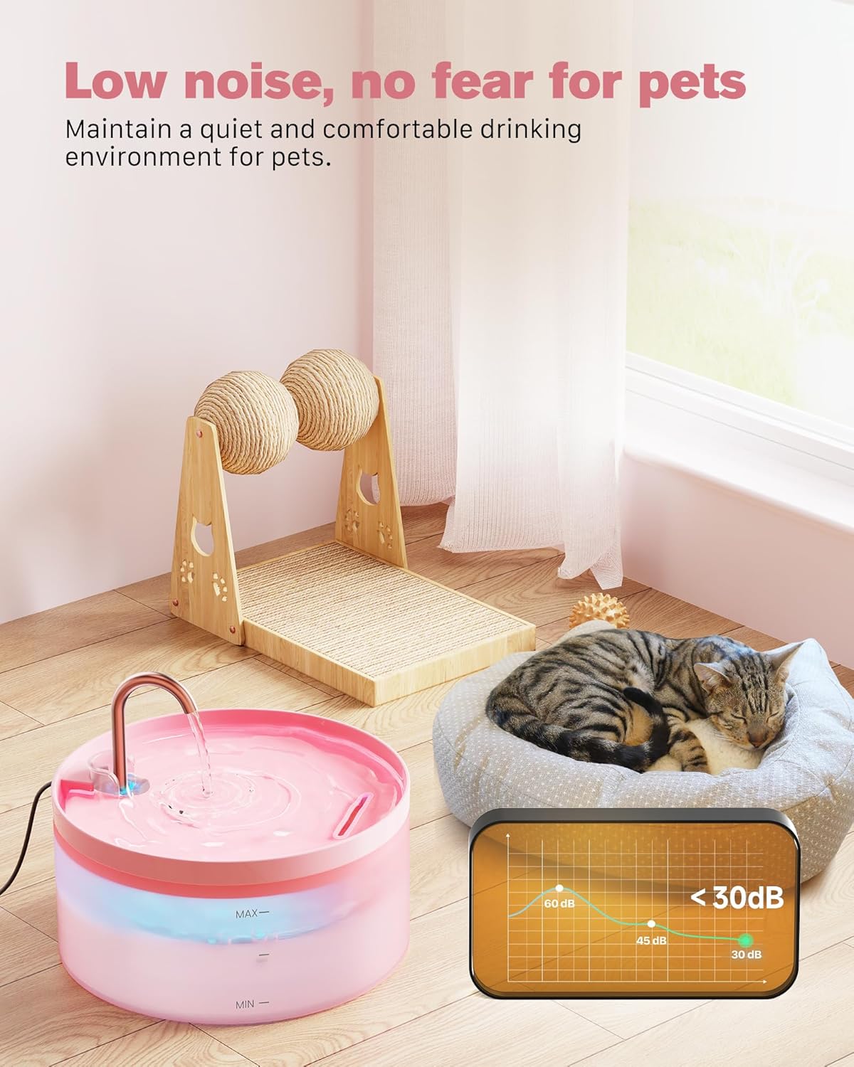 Pink Cat Water Fountain: Super Silent Cats Fountain