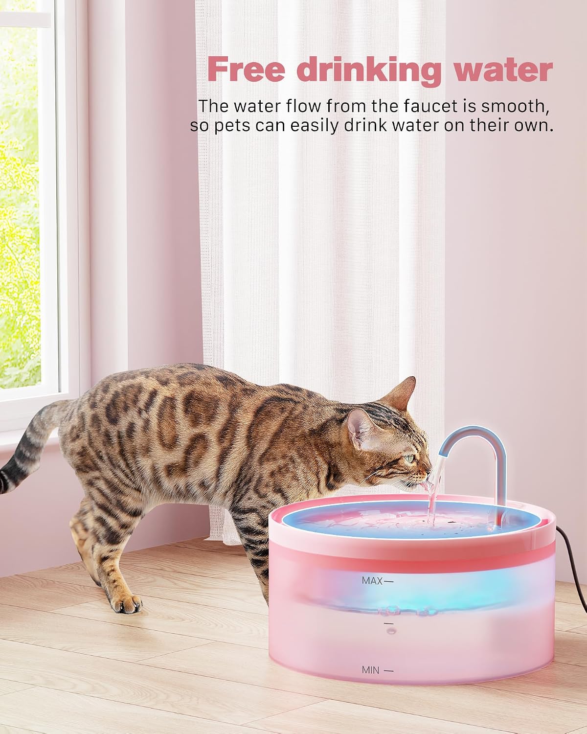 Pink Cat Water Fountain: Super Silent Cats Fountain