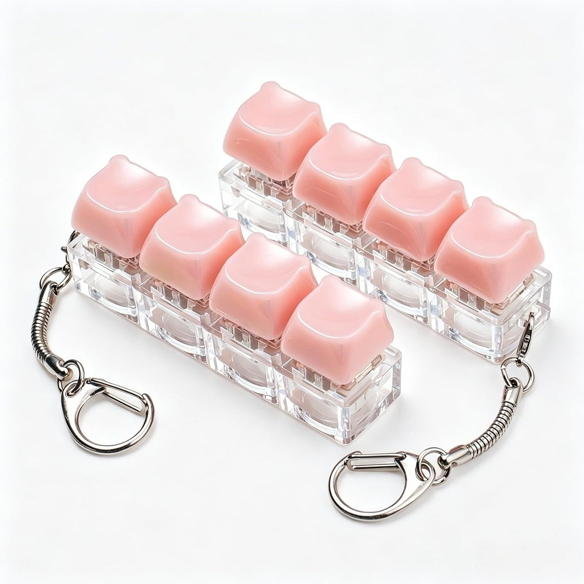 2 PCS Pink Keyboard Fidget Toy for Adult, 4 Key Clicky Keychain ASMR Toy