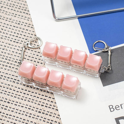 2 PCS Pink Keyboard Fidget Toy for Adult, 4 Key Clicky Keychain ASMR Toy