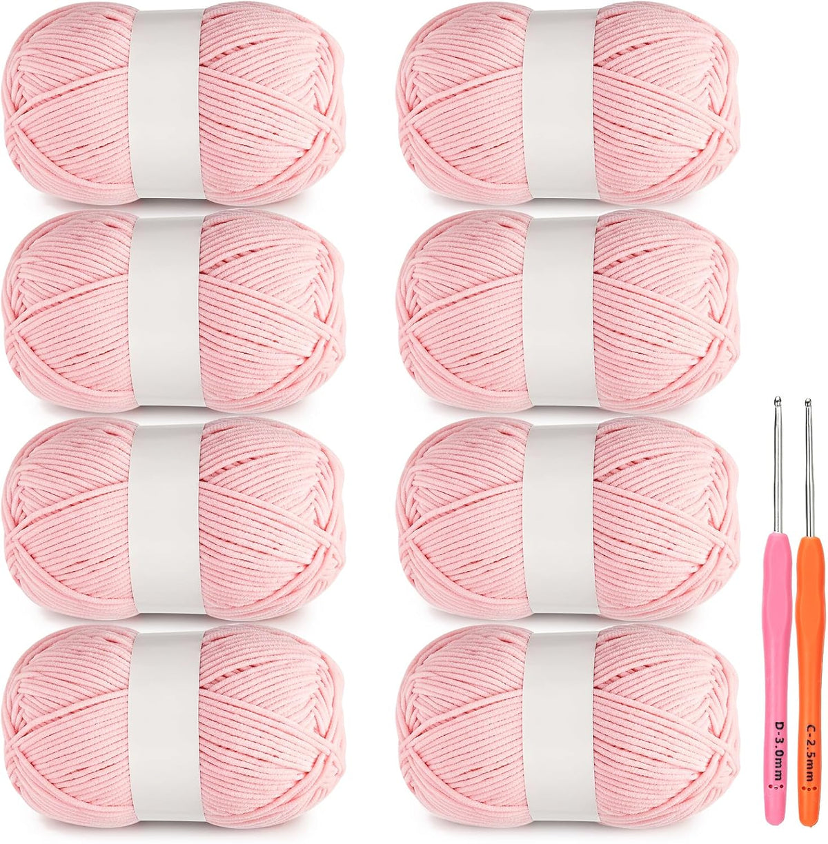 8Pack of 50g/1.76oz Chenille Yarn for Crocheting, Fluffy Soft Velvet Amigurumi Yarns, Skinny Baby Yarn for Beginners Knitting/Crochet Blankets Plush Toys Wearables DIY Craft (Pink)
