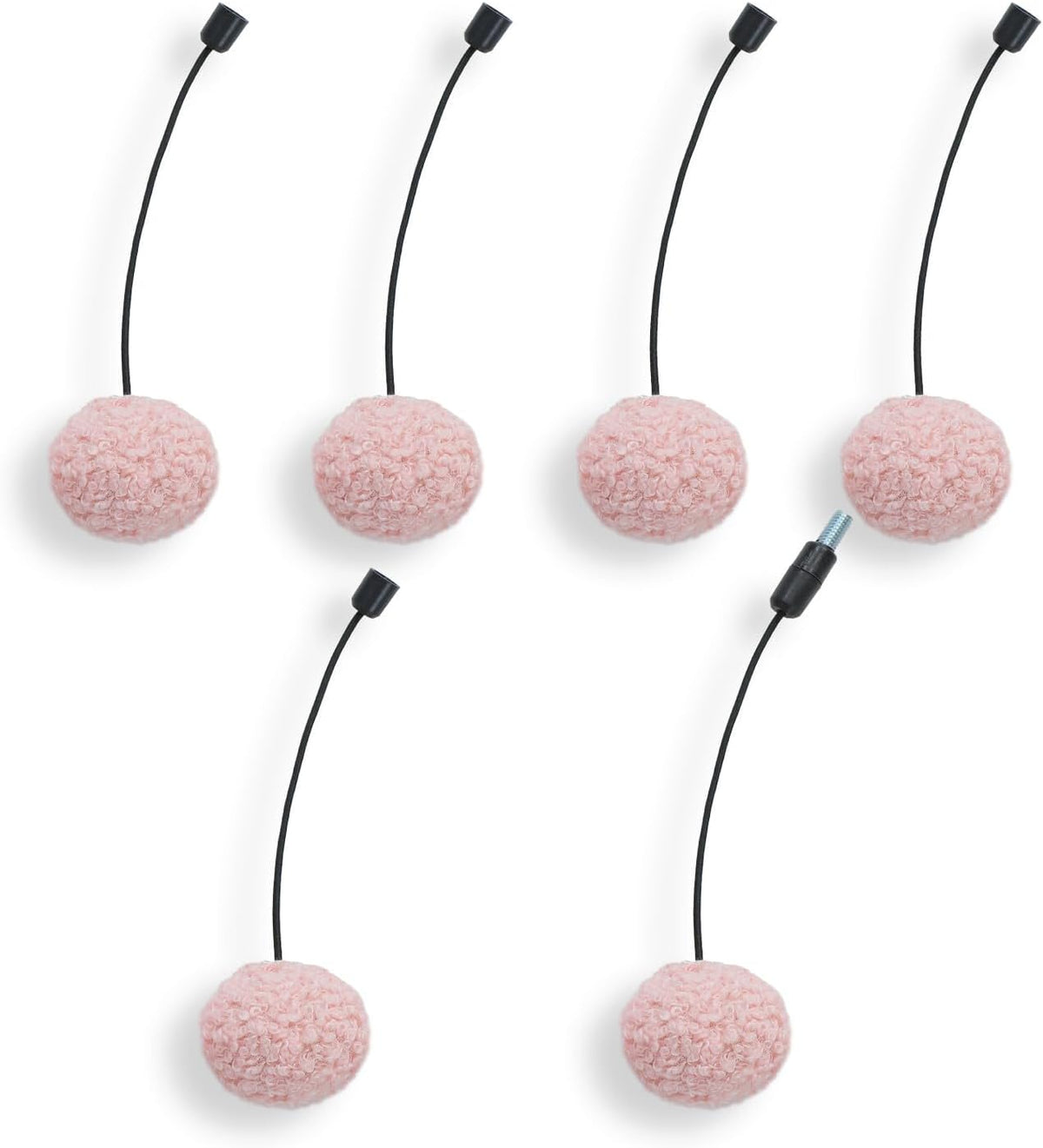 Cat Tree Set of 6 Replacement Ball - Interactive Dangling Pompom Pink