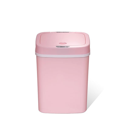 3 Gallon Automatic Trash Can, 12L Touchless Motion Sensor Bathroom or Bedroom Garbage Can with Odor-Sealing Lid, Impact-Resistant ABS Plastic, Pink