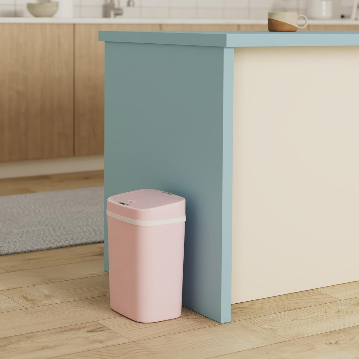 3 Gallon Automatic Trash Can, 12L Touchless Motion Sensor Bathroom or Bedroom Garbage Can with Odor-Sealing Lid, Impact-Resistant ABS Plastic, Pink