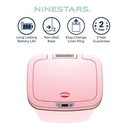 3 Gallon Automatic Trash Can, 12L Touchless Motion Sensor Bathroom or Bedroom Garbage Can with Odor-Sealing Lid, Impact-Resistant ABS Plastic, Pink
