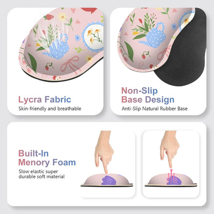 Large Gaming Mouse Pad Set, Adorable Style 4 in1 Ergonomics Keyboard Desk Mat with Memory Foam Wrist Rest, Extended Game Mousepad, Non-Slip Desk Pad Matt Easy Typing Pain Relief I Pink Girly