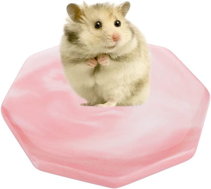 Hamster Ceramic Summer Cool Plate Pet Heat Dissipation Plate Octagon Shape Cooling Mat for Hamster and Small Pets (Pink, Diameter 3.6")