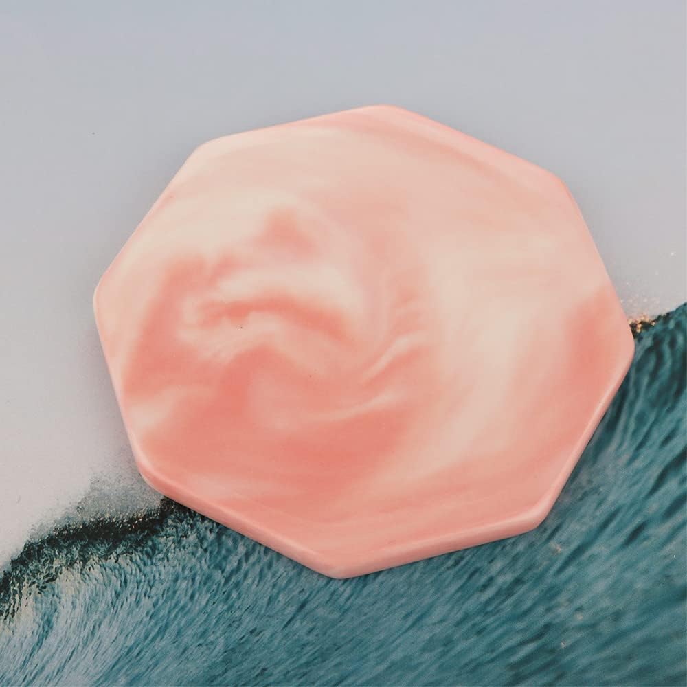 Hamster Ceramic Summer Cool Plate Pet Heat Dissipation Plate Octagon Shape Cooling Mat for Hamster and Small Pets (Pink, Diameter 3.6")