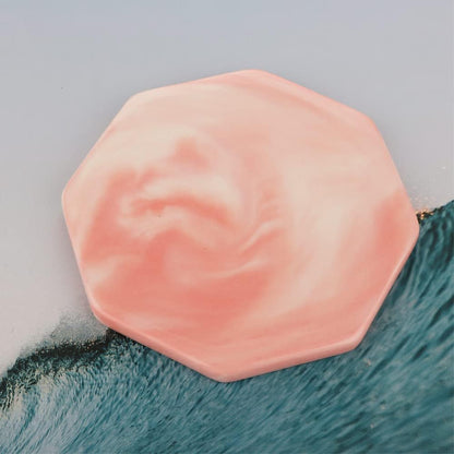 Hamster Ceramic Summer Cool Plate Pet Heat Dissipation Plate Octagon Shape Cooling Mat for Hamster and Small Pets (Pink, Diameter 3.6")