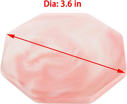 Hamster Ceramic Summer Cool Plate Pet Heat Dissipation Plate Octagon Shape Cooling Mat for Hamster and Small Pets (Pink, Diameter 3.6")