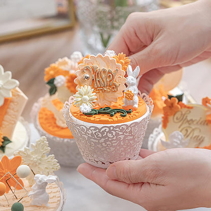 150 Pack Cupcake Wrappers, Little Vine Lace Laser Cut Liner, Paper Baking Cups for Wedding Party Birthday Baby Showers Decoration (Gold, White, Pink)